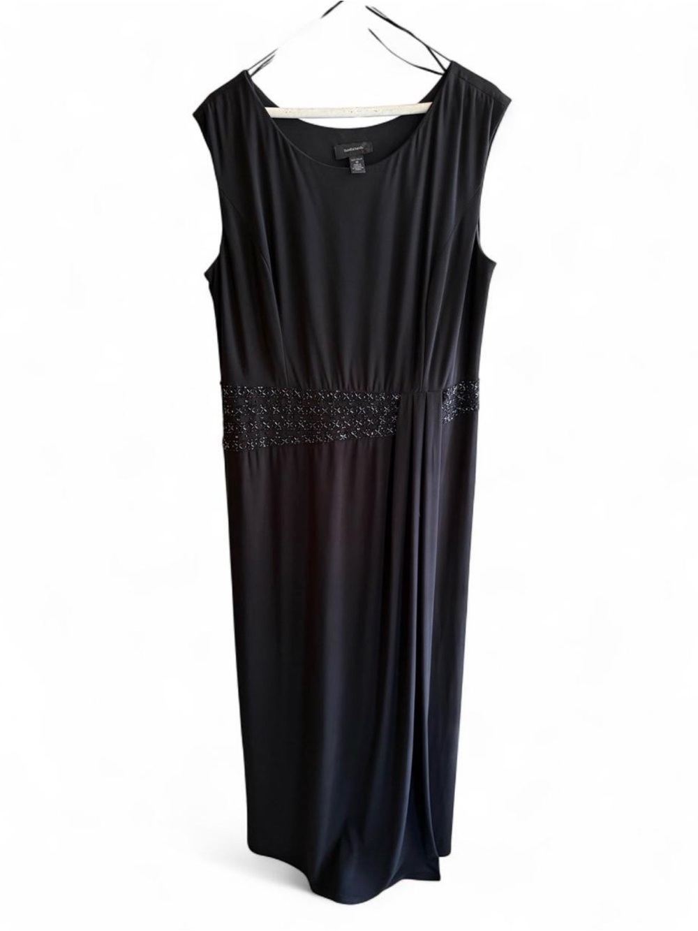 R&M Richards Black Sleeveless Maxi Dress with Beaded Waist